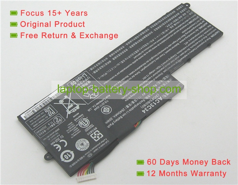 Acer AC13C34, 3ICP5/60/80 11.4V 2640mAh replacement batteries - Click Image to Close