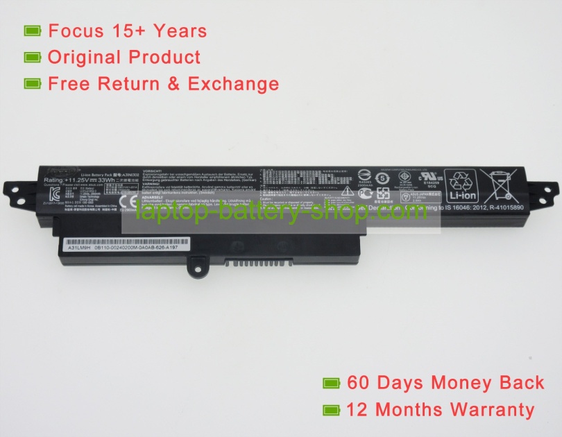 Asus A31N1302, A31LM9H 11.25V 3000mAh replacement batteries - Click Image to Close