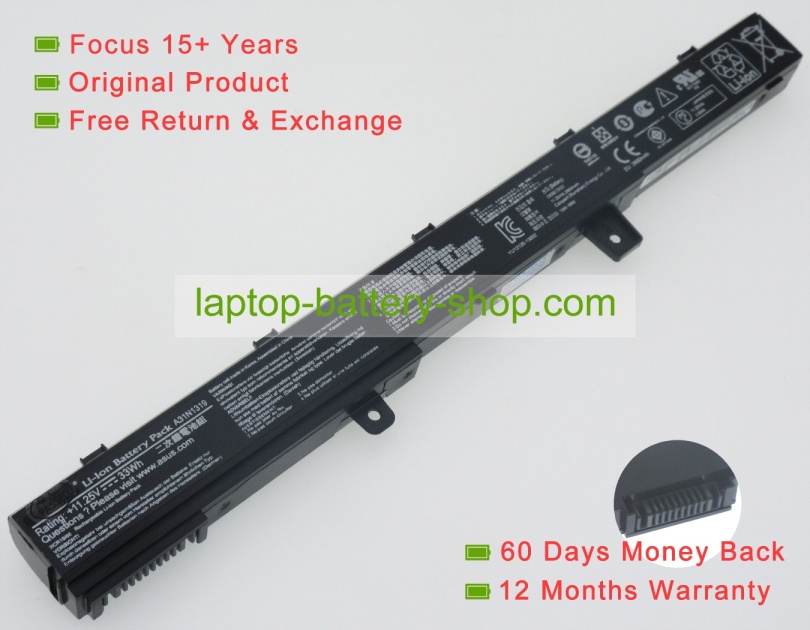 Asus A31N1319, A31LJ91 11.25V 2900mAh replacement batteries - Click Image to Close