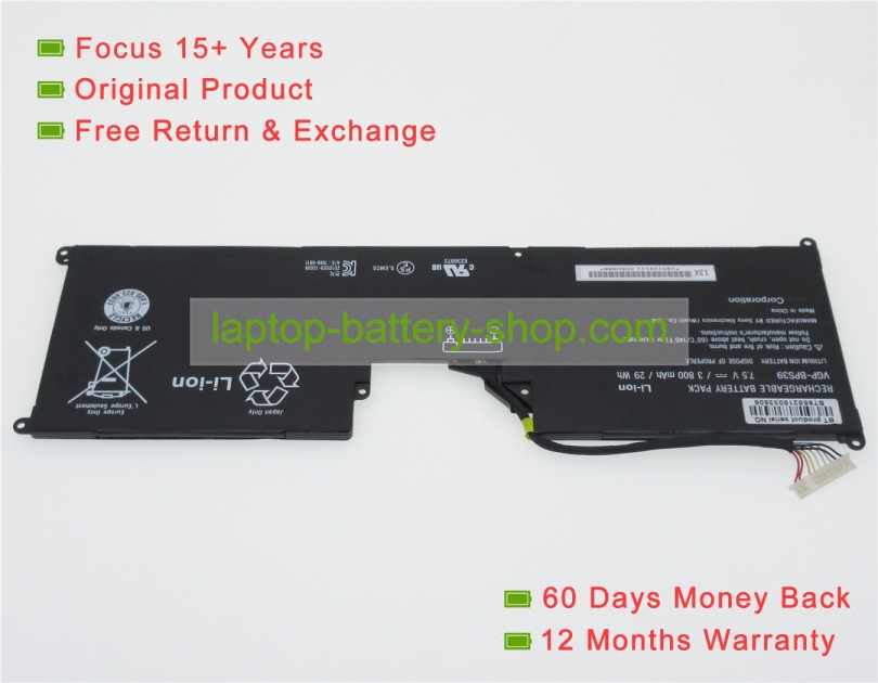 Sony VGP-BPS39 7.5V 3800mAh replacement batteries - Click Image to Close