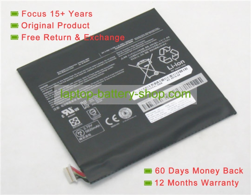 Toshiba 2 WT10-A-109, 2 WT8-B-006 3.75V 5820mAh replacement batteries - Click Image to Close