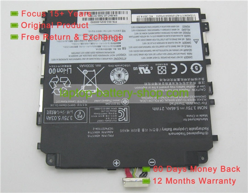 Lenovo 45N1714, 45N1717 3.75V 5460mAh replacement batteries - Click Image to Close