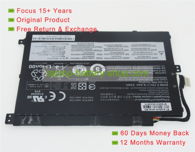 Lenovo 45N1726, 45N1729 3.7V 8920mAh replacement batteries - Click Image to Close