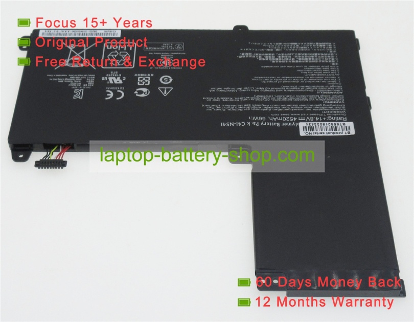 Asus C41-N541, N54PNC3 14.8V 4520mAh replacement batteries - Click Image to Close