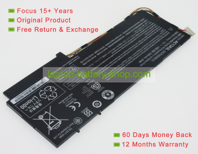 Acer AC13A3L, 2ICP5/60/80-2 7.6V 5280mAh replacement batteries - Click Image to Close