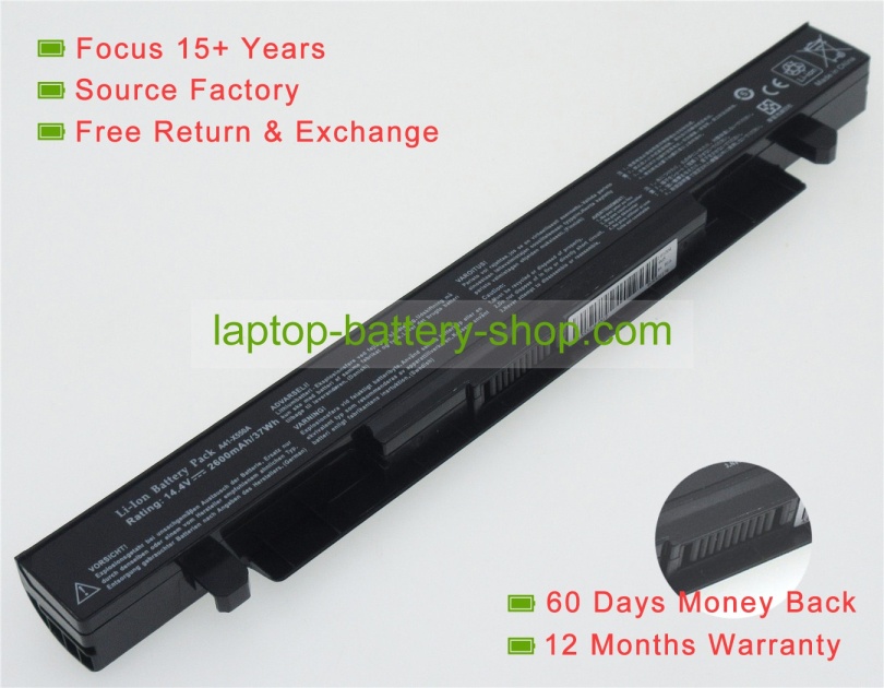 Asus A41-X550, A41-X550A 14.4V 2200mAh replacement batteries - Click Image to Close