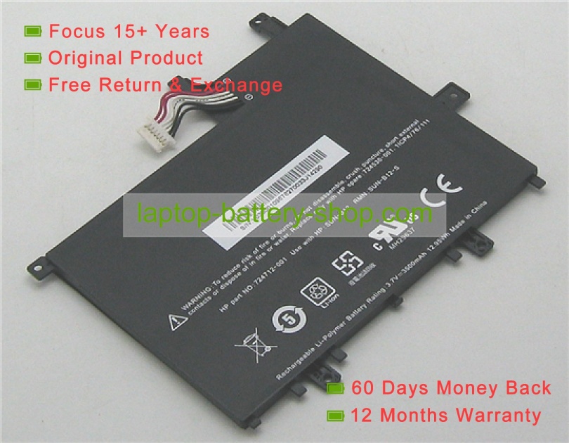 Hp 724712-001, 724536-001 3.7V 3500mAh replacement batteries - Click Image to Close