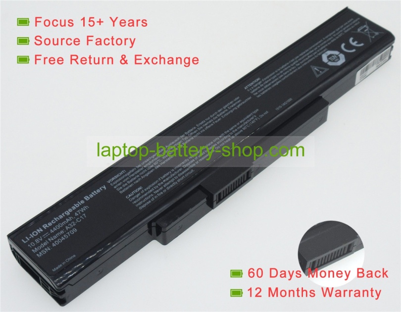 Medion A42-C17, A32-C17 10.8V 4400mAh replacement batteries - Click Image to Close