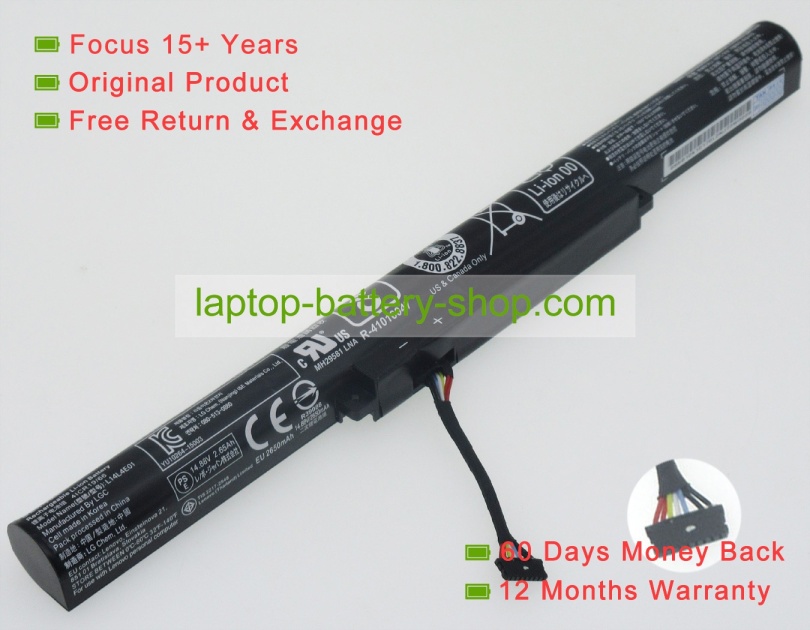 Lenovo 4INR19/65, L14S4A01 14.4V 2840mAh original batteries - Click Image to Close