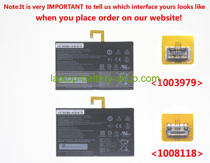 Lenovo L14D2P31, SB18C03763 3.8V 7000mAh replacement batteries - Click Image to Close