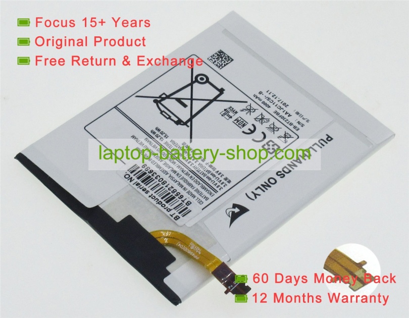 Samsung EB-BT230FBE, EB-BT230FBU 3.8V 4000mAh replacement batteries - Click Image to Close