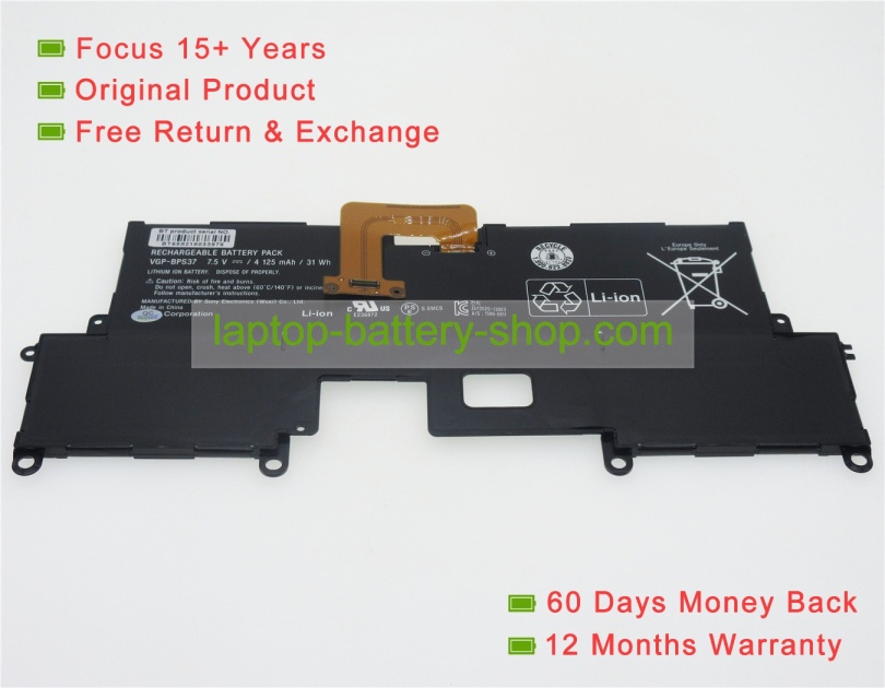 Sony VGP-BPS37 7.5V 4125mAh replacement batteries - Click Image to Close