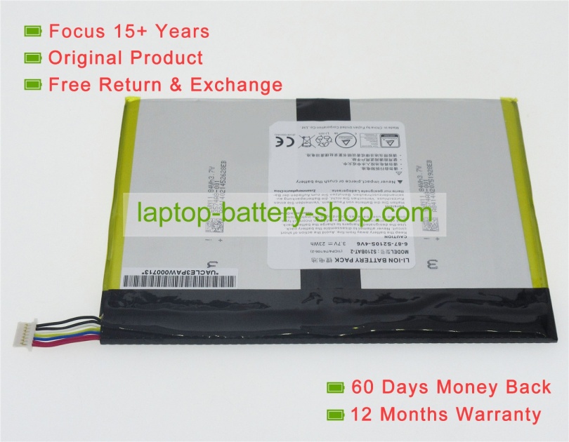 Clevo S210BAT-2, 6-87-S210S-4W6A 3.7V 6400mAh replacement batteries - Click Image to Close