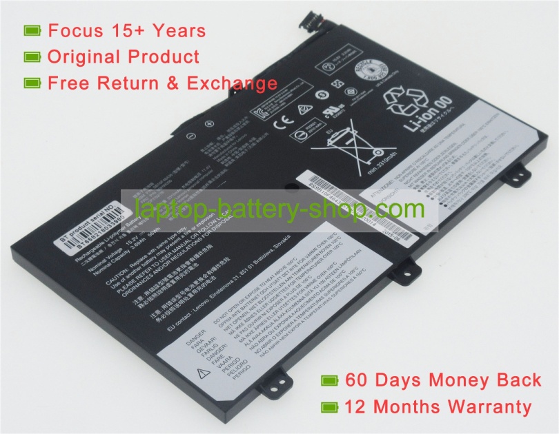 Lenovo 00HW000, SB10F46438 15.2V 3690mAh replacement batteries - Click Image to Close