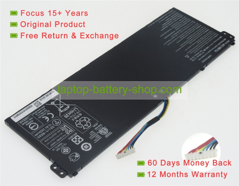 Acer AC14B13J 10.8 or 11.4V 3400mAh replacement batteries - Click Image to Close