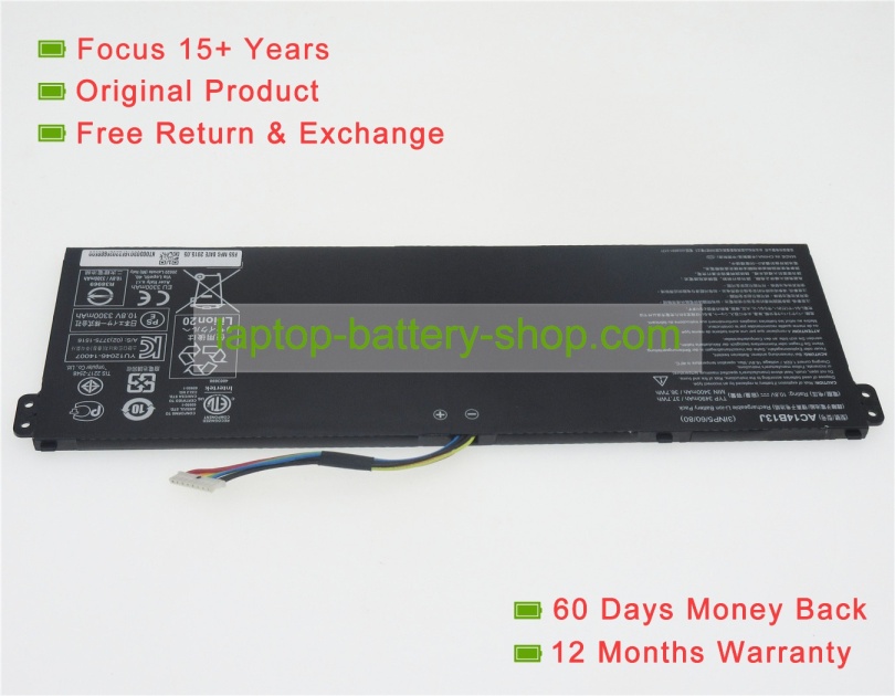 Acer AC14B13J 10.8 or 11.4V 3400mAh replacement batteries - Click Image to Close