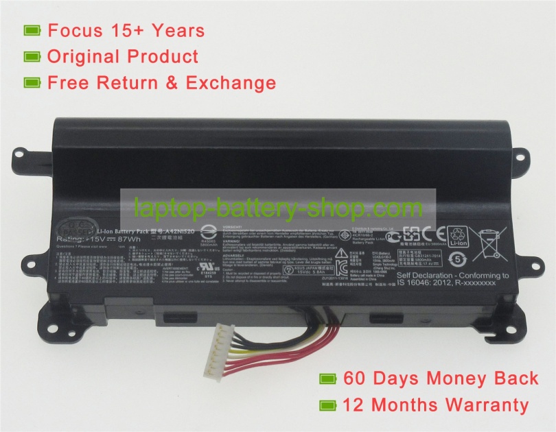 Asus 4ICR19/66-2, A42N1520 15V 5800mAh replacement batteries - Click Image to Close