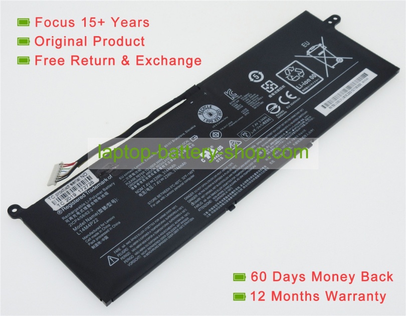 Lenovo L14M4P22, 5B10H13100 7.4V 3144mAh replacement batteries - Click Image to Close