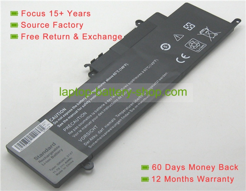 Dell GK5KY, P57G 11.1V 3800mAh replacement batteries - Click Image to Close