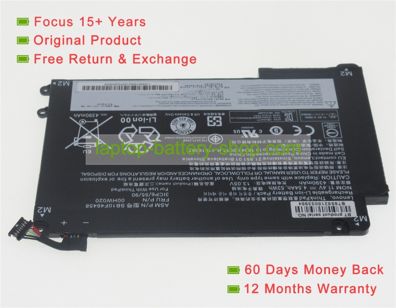 Lenovo 00HW021, 00HW020 11.4V 4540mAh replacement batteries - Click Image to Close