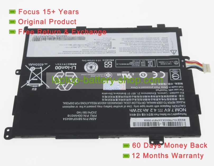 Lenovo 00HW017, SB10F46456 7.6V 4200mAh replacement batteries - Click Image to Close