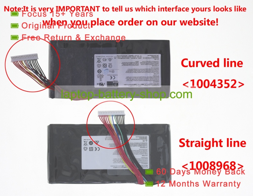 Msi BTY-L78 14.4V 5225mAh replacement batteries - Click Image to Close