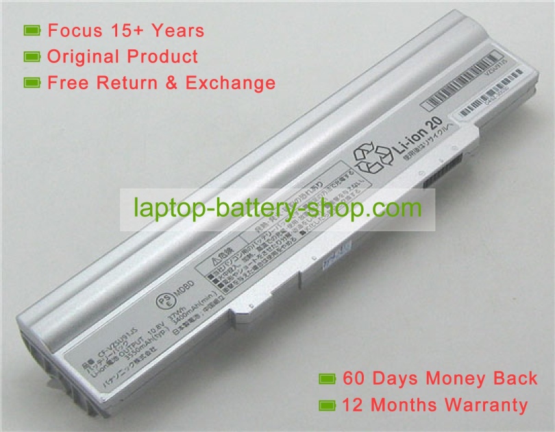 Panasonic CF-VZSU91JS, CF-VZSU90Y 10.8V 3400mAh replacement batteries - Click Image to Close