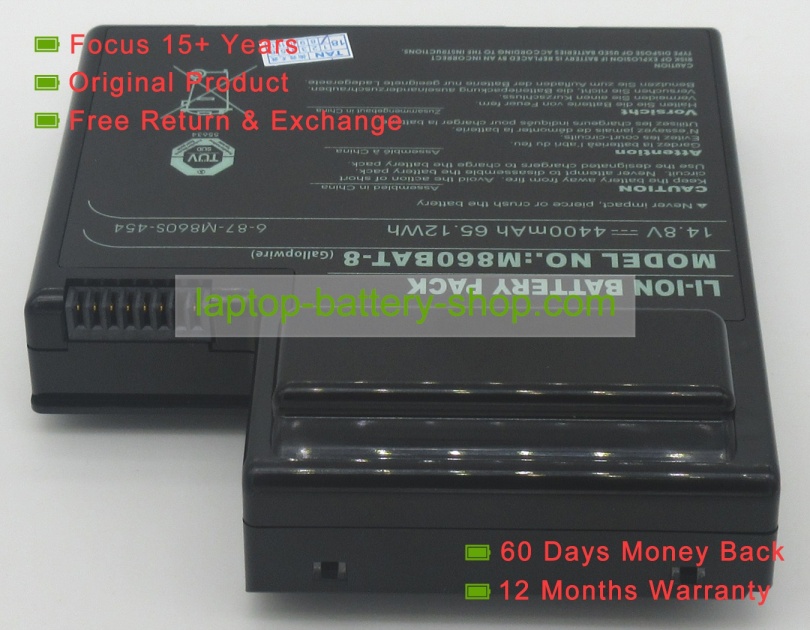 Clevo M860BAT-8, 6-87-M860S-454 14.8V 4400mAh replacement batteries - Click Image to Close