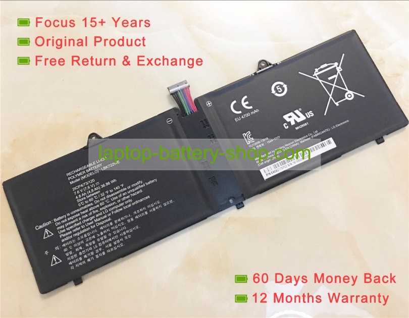 Lg LBK722WE, 21CP4/73/120 7.6V 4500mAh replacement batteries - Click Image to Close