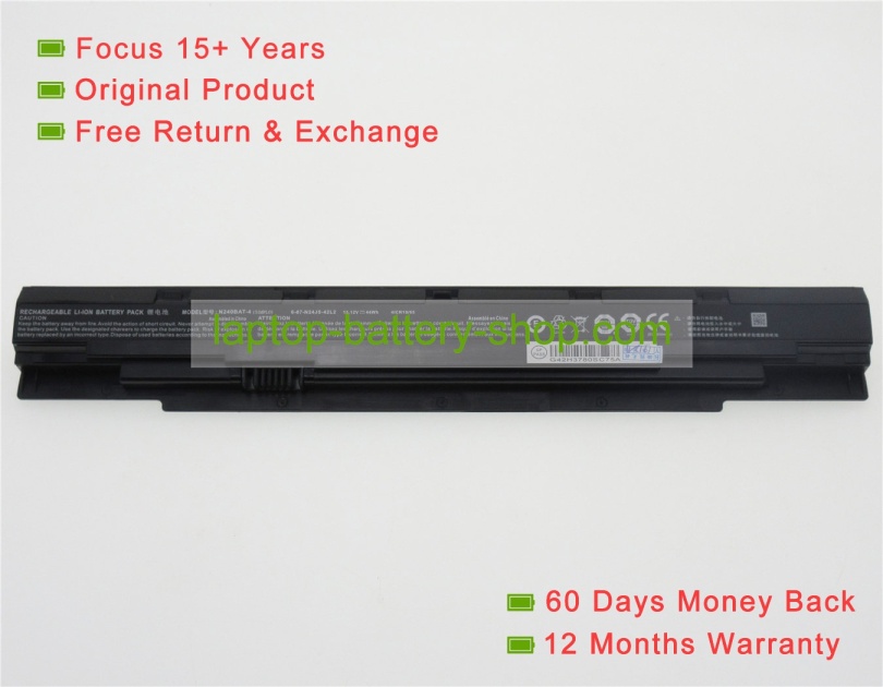 Clevo 6-87-N24JS-42F1, 6-87-N24JS-4UF3 14.8V or 15.12V 2900mAh replacement batteries - Click Image to Close