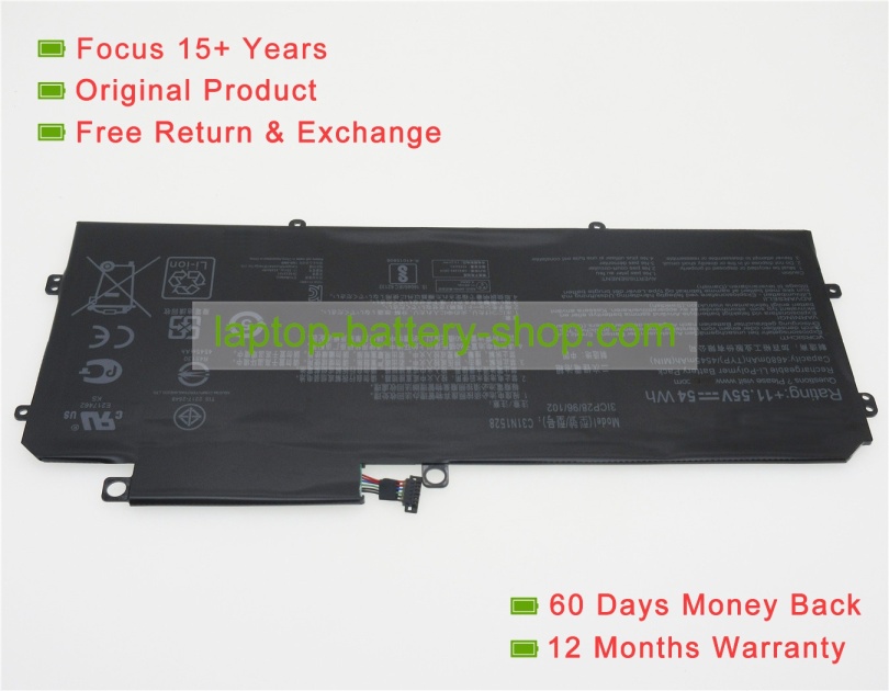Asus C31N1528, 0B200-00730200 11.55V 4680mAh replacement batteries - Click Image to Close