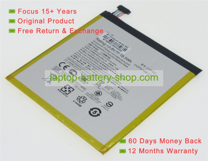 Asus C11P1502, 0B200-01580000 3.8V 4750mAh replacement batteries - Click Image to Close