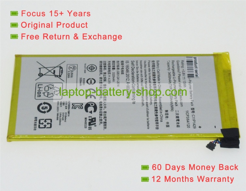 Asus C11P1429, 0B200-01490000 3.8V 3450mAh replacement batteries - Click Image to Close