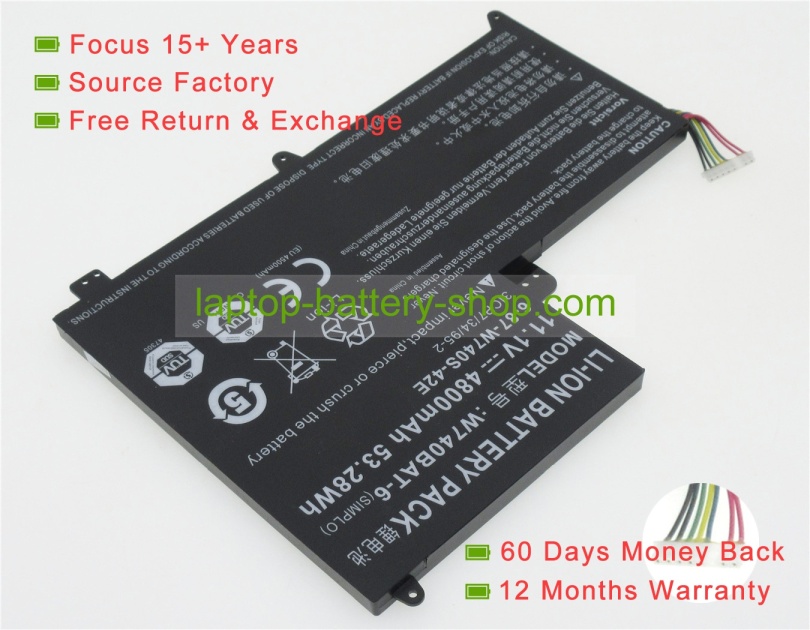 Clevo W740BAT-6, 3ICP7/34/95-2 11.1V 4800mAh replacement batteries - Click Image to Close