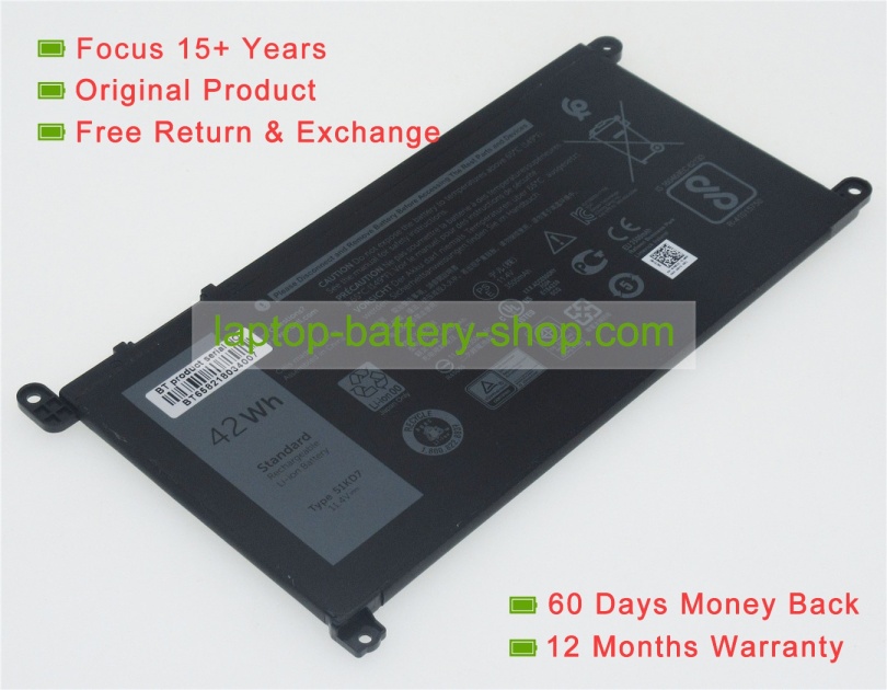 Dell 51KD7, Y07HK 11.4V 3680mAh replacement batteries - Click Image to Close