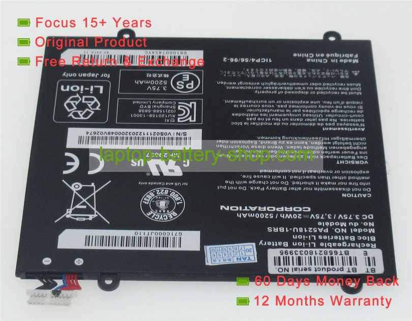 Toshiba PA5218U-1BRS 3.75V 5200mAh replacement batteries - Click Image to Close