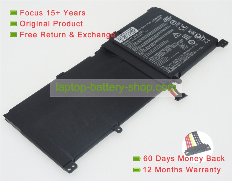 Asus C41N1524, 0B200-01250200 15.2V 4400mAh replacement batteries - Click Image to Close