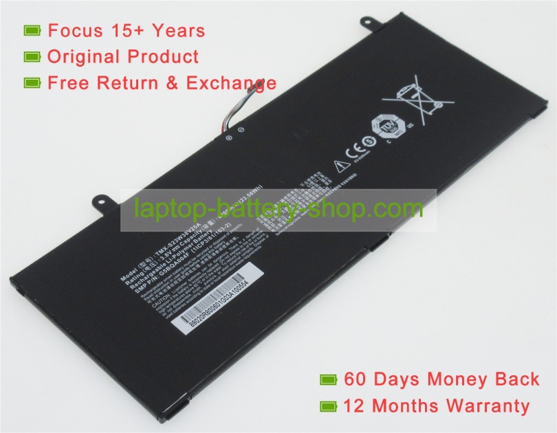 Tongfang TMX-S23W38V25A, G5BQA004F 3.8V 6200mAh replacement batteries - Click Image to Close