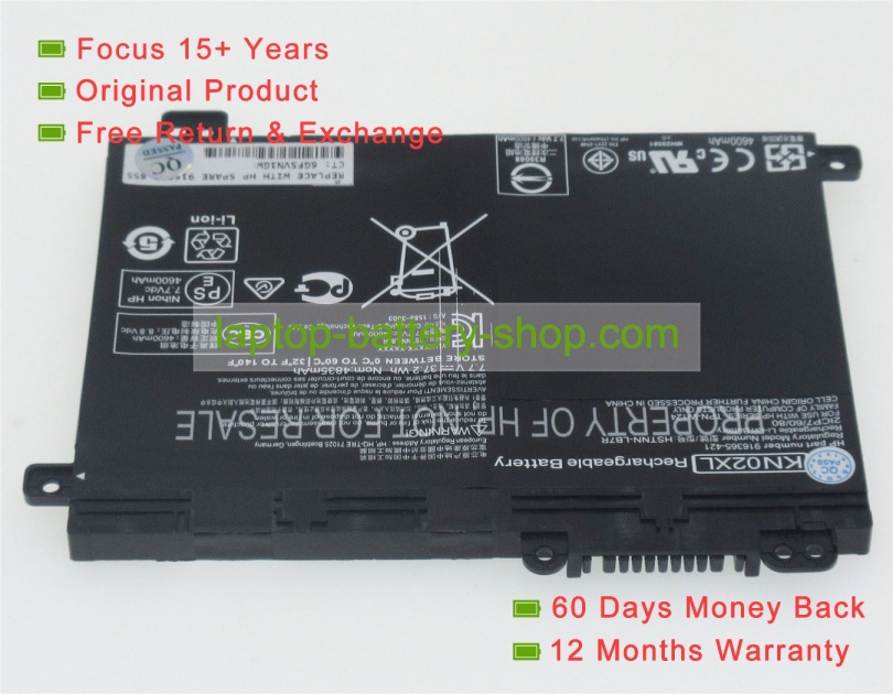 Hp KN02XL, 916809-855 7.7V 4600mAh replacement batteries - Click Image to Close