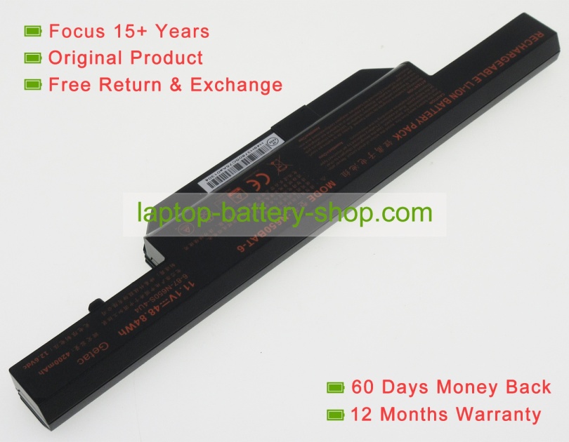 Clevo 6-87-N650S-4UF1, N650BAT-6 11.1V 4400mAh replacement batteries - Click Image to Close