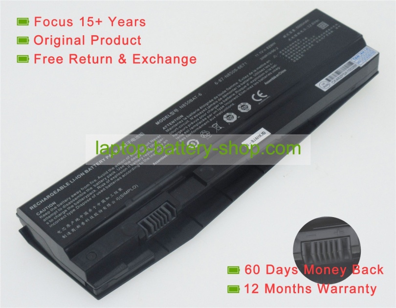 Clevo N850BAT-6, 6-87-N850S-6U71 11.1V 5300mAh replacement batteries - Click Image to Close