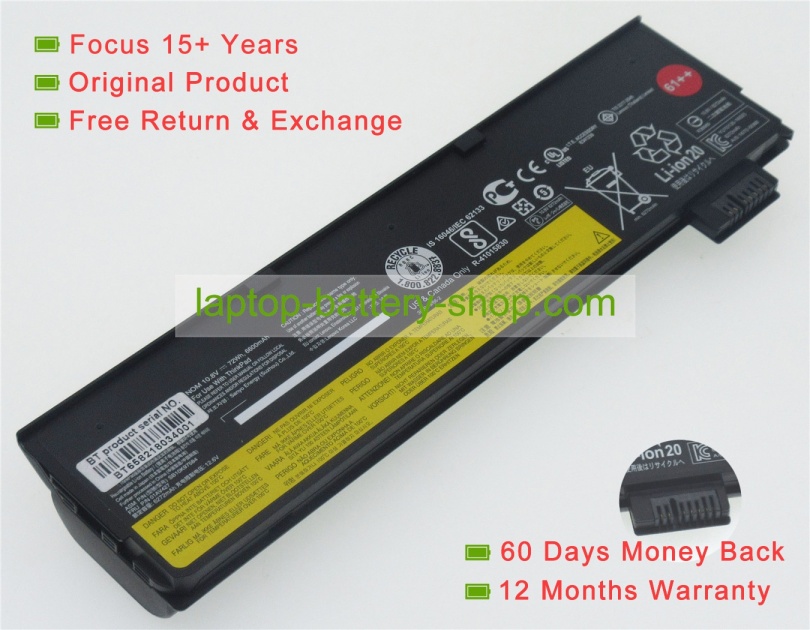 Lenovo 01AV422, SB10K97580 10.8V or 11.25V 6700mAh original batteries - Click Image to Close