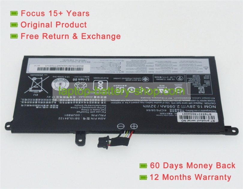 Lenovo 00UR890, SB10L84122 15.28V 2095mAh replacement batteries - Click Image to Close