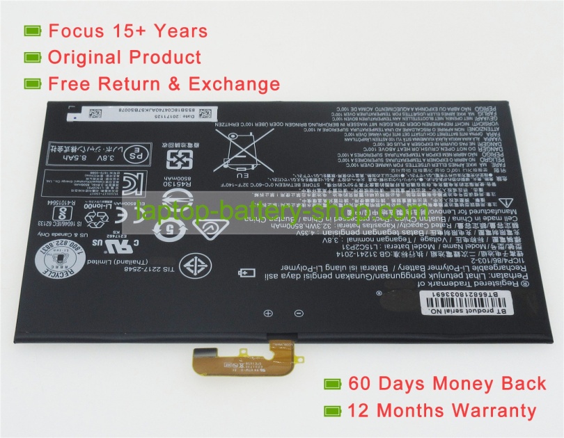 Lenovo L15C2P31, SB18C04740 3.8V 8500mAh replacement batteries - Click Image to Close