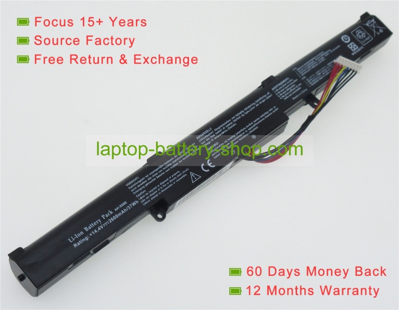 Asus A41-X550E, 0B110-00220000 14.4V 2200mAh replacement batteries - Click Image to Close