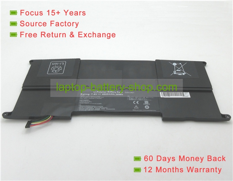Asus C23-UX21 7.4V 4800mAh replacement batteries - Click Image to Close