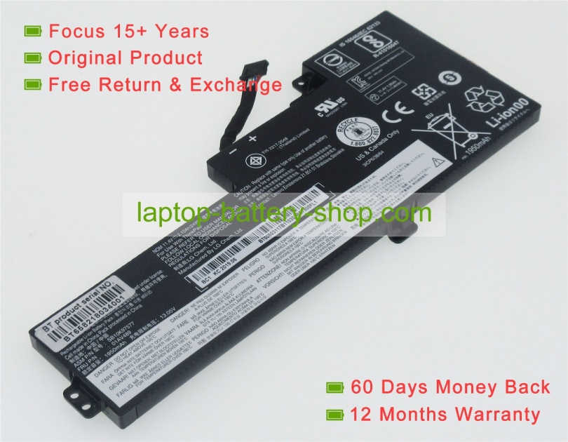 Lenovo 01AV419, SB10K97576 11.46 or 11.55V 2100mAh original batteries - Click Image to Close