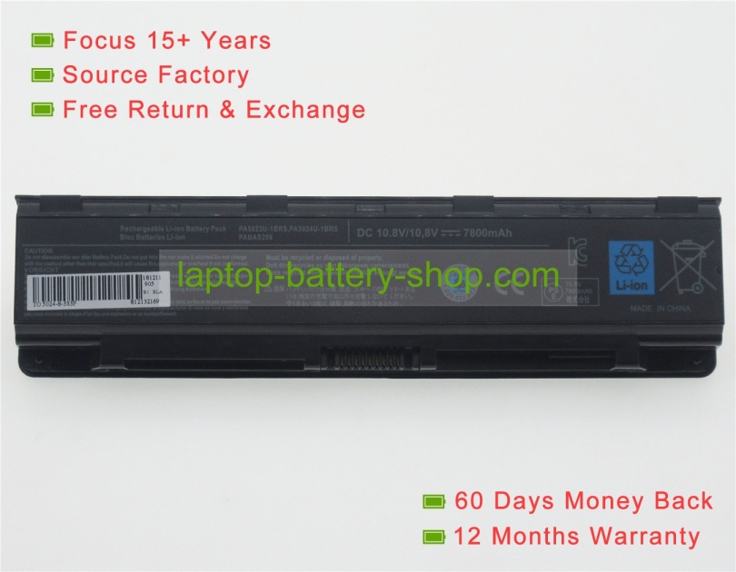 Toshiba PA5025U-1BRS, PABAS262 10.8V 7800mAh replacement batteries - Click Image to Close