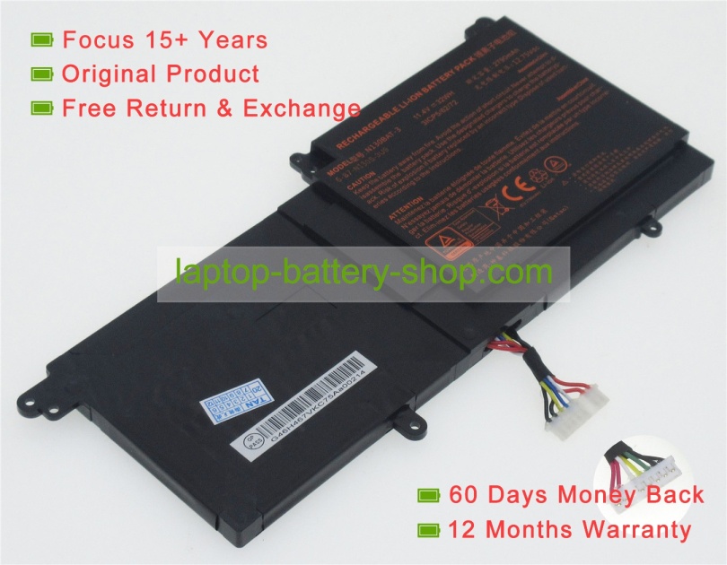 Clevo N130BAT-3, 6-87-N130S-3U9 11.4V 2790mAh replacement batteries - Click Image to Close