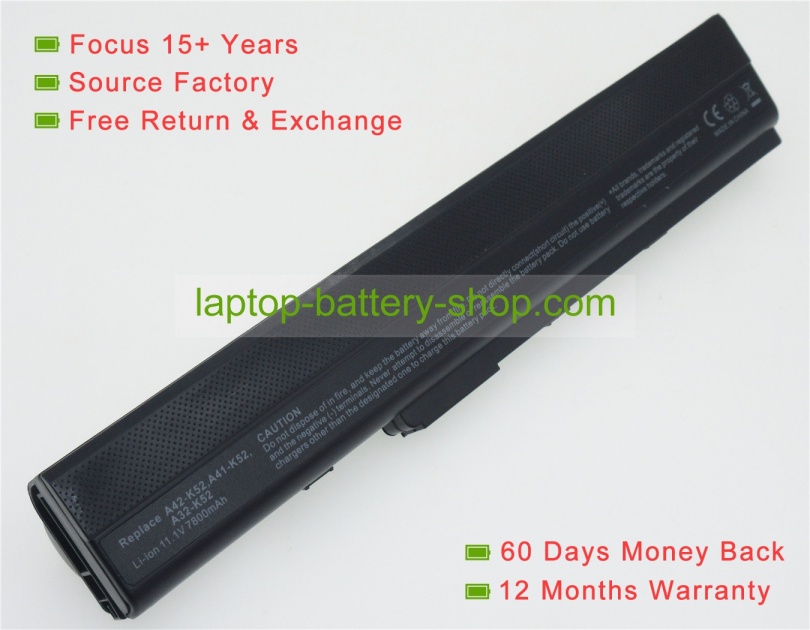 Asus A32-K52, A42-K52 10.8V 7800mAh replacement batteries - Click Image to Close